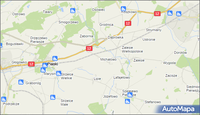 mapa Michałowo gmina Piaski, Michałowo gmina Piaski na mapie Targeo