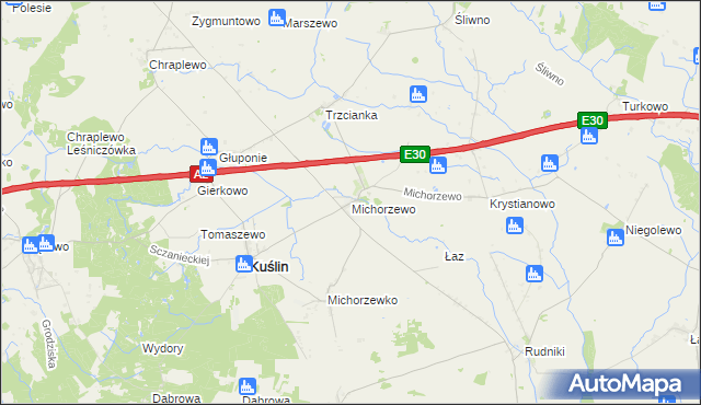 mapa Michorzewo, Michorzewo na mapie Targeo