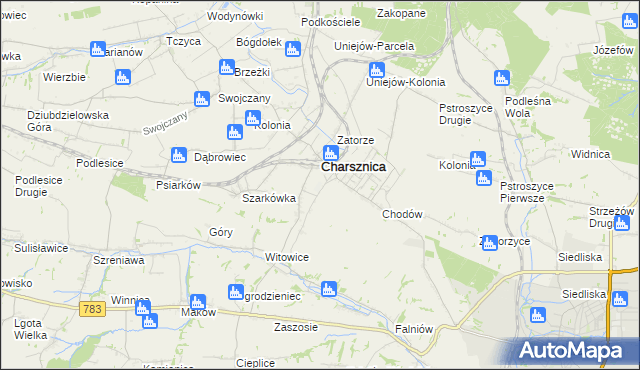 mapa Miechów-Charsznica, Miechów-Charsznica na mapie Targeo