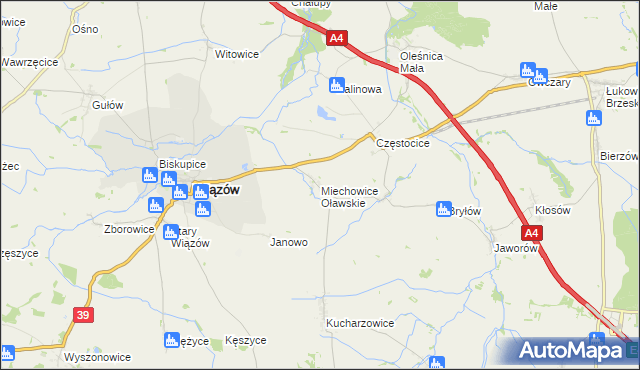 mapa Miechowice Oławskie, Miechowice Oławskie na mapie Targeo