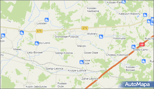 mapa Mieczki gmina Rutki, Mieczki gmina Rutki na mapie Targeo