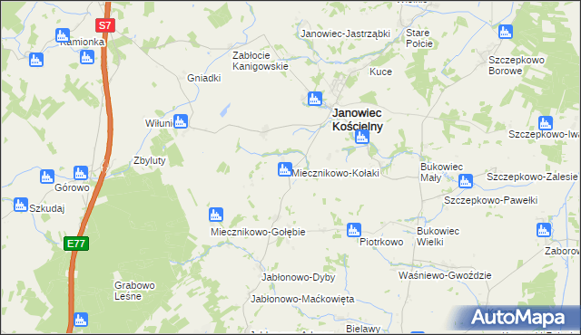 mapa Miecznikowo-Kołaki, Miecznikowo-Kołaki na mapie Targeo