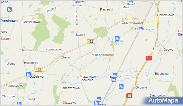 mapa Mieczysławowo gmina Dominowo, Mieczysławowo gmina Dominowo na mapie Targeo