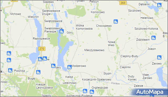 mapa Mieczysławowo gmina Izbica Kujawska, Mieczysławowo gmina Izbica Kujawska na mapie Targeo