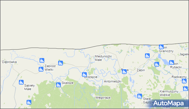 mapa Mieduniszki Małe, Mieduniszki Małe na mapie Targeo