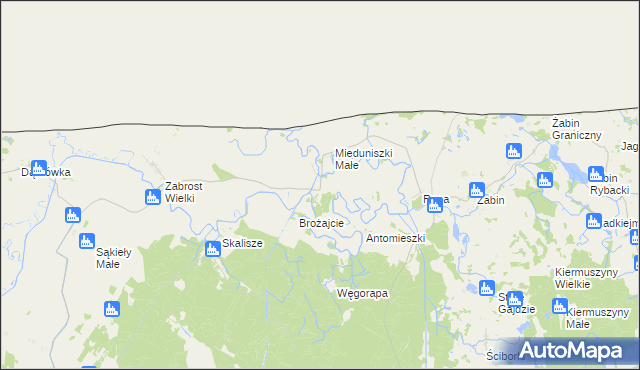 mapa Mieduniszki Wielkie, Mieduniszki Wielkie na mapie Targeo