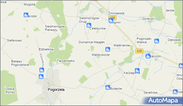 mapa Międzyborze gmina Pogorzela, Międzyborze gmina Pogorzela na mapie Targeo