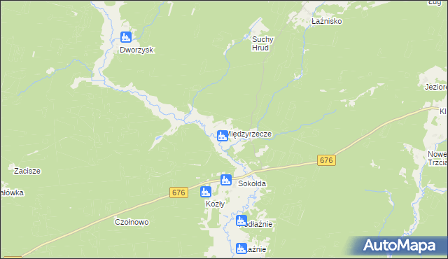 mapa Międzyrzecze gmina Supraśl, Międzyrzecze gmina Supraśl na mapie Targeo