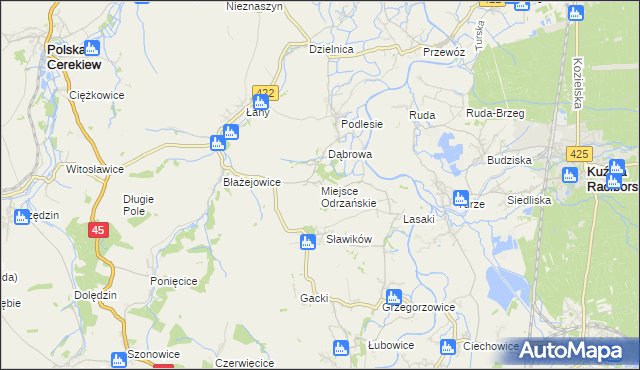 mapa Miejsce Odrzańskie, Miejsce Odrzańskie na mapie Targeo