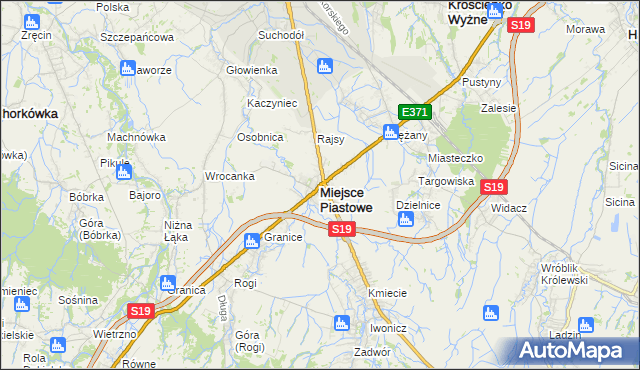 mapa Miejsce Piastowe, Miejsce Piastowe na mapie Targeo