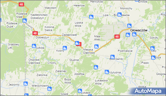 mapa Miejska Dąbrowa, Miejska Dąbrowa na mapie Targeo