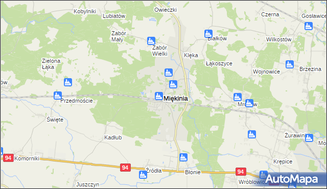 mapa Miękinia powiat średzki, Miękinia powiat średzki na mapie Targeo