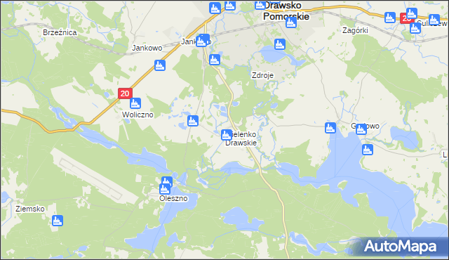 mapa Mielenko Drawskie, Mielenko Drawskie na mapie Targeo