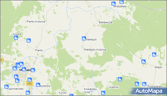 mapa Mieleszki-Kolonia, Mieleszki-Kolonia na mapie Targeo