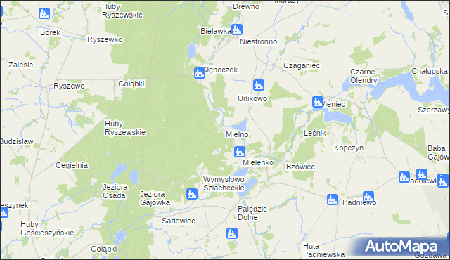 mapa Mielno gmina Mogilno, Mielno gmina Mogilno na mapie Targeo