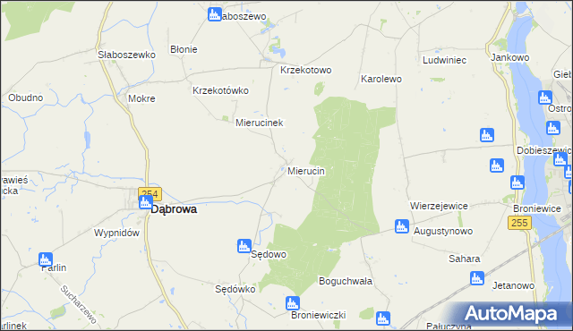 mapa Mierucin gmina Dąbrowa, Mierucin gmina Dąbrowa na mapie Targeo