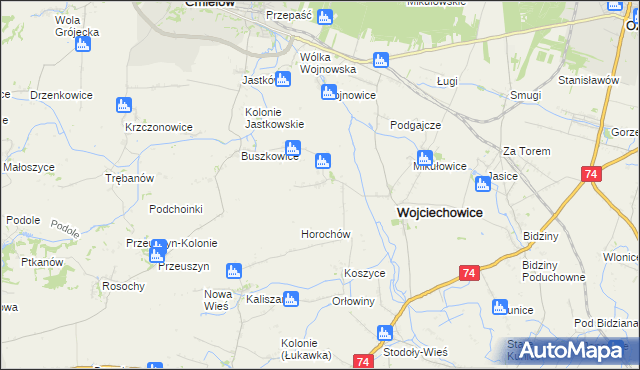 mapa Mierzanowice, Mierzanowice na mapie Targeo