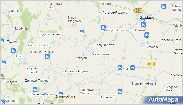 mapa Mierzanowo, Mierzanowo na mapie Targeo