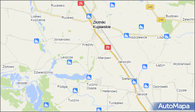 mapa Mierzwin gmina Złotniki Kujawskie, Mierzwin gmina Złotniki Kujawskie na mapie Targeo