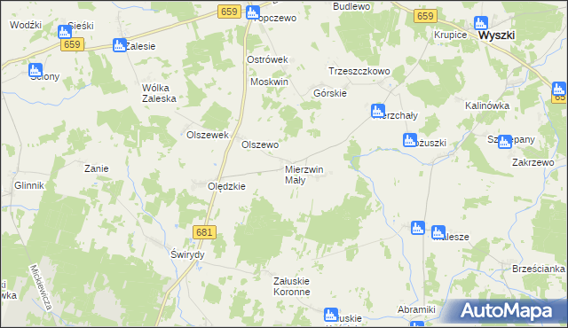 mapa Mierzwin Mały, Mierzwin Mały na mapie Targeo