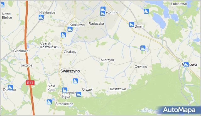 mapa Mierzym, Mierzym na mapie Targeo