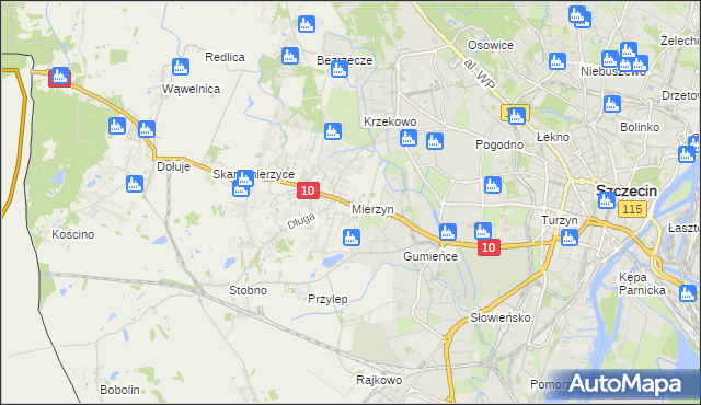 mapa Mierzyn gmina Dobra (Szczecińska), Mierzyn gmina Dobra (Szczecińska) na mapie Targeo