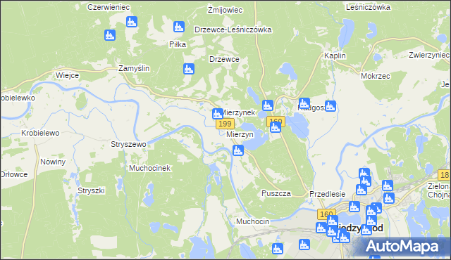 mapa Mierzyn gmina Międzychód, Mierzyn gmina Międzychód na mapie Targeo