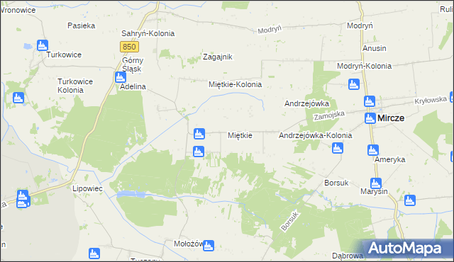 mapa Miętkie gmina Mircze, Miętkie gmina Mircze na mapie Targeo