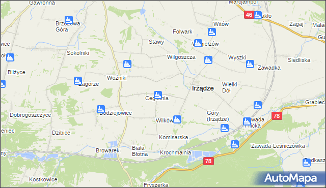 mapa Mikołajewice gmina Irządze, Mikołajewice gmina Irządze na mapie Targeo