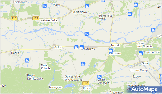 mapa Mikołajewo gmina Czarnków, Mikołajewo gmina Czarnków na mapie Targeo