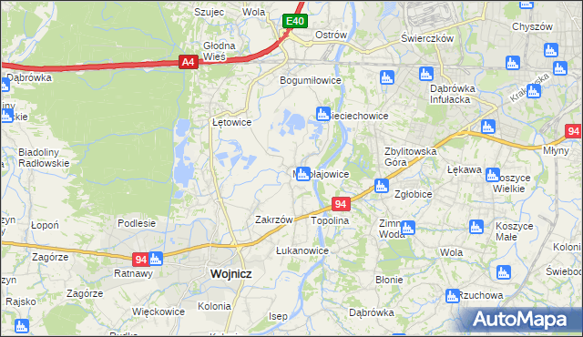 mapa Mikołajowice gmina Wierzchosławice, Mikołajowice gmina Wierzchosławice na mapie Targeo