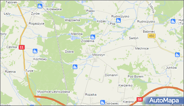 mapa Mikorzyn gmina Kępno, Mikorzyn gmina Kępno na mapie Targeo