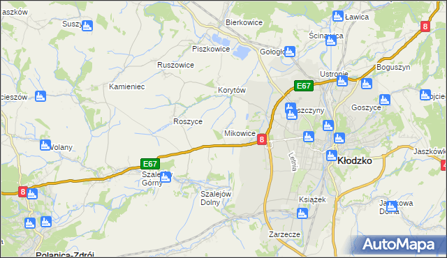 mapa Mikowice gmina Kłodzko, Mikowice gmina Kłodzko na mapie Targeo