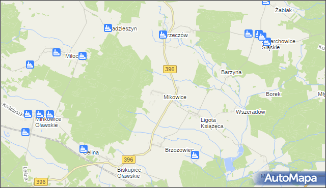mapa Mikowice gmina Namysłów, Mikowice gmina Namysłów na mapie Targeo