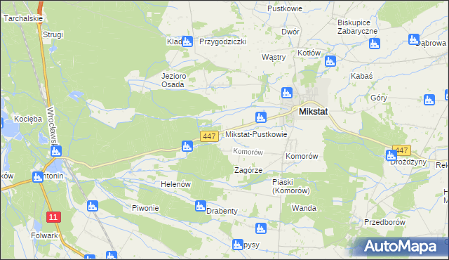 mapa Mikstat-Pustkowie, Mikstat-Pustkowie na mapie Targeo