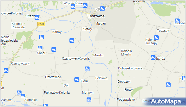 mapa Mikulin gmina Tyszowce, Mikulin gmina Tyszowce na mapie Targeo