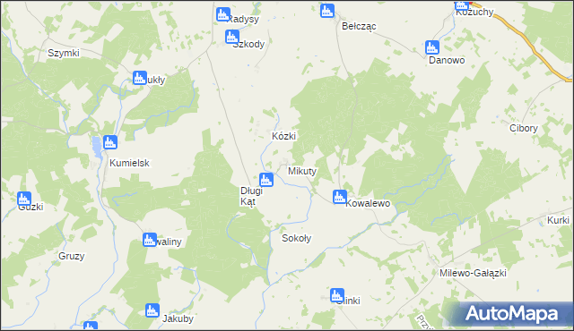 mapa Mikuty gmina Biała Piska, Mikuty gmina Biała Piska na mapie Targeo