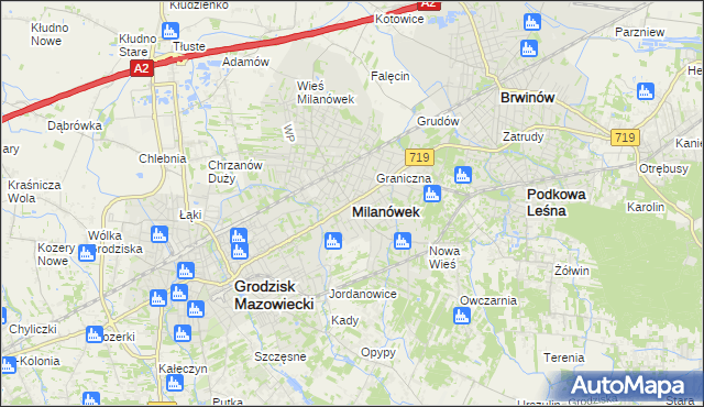 mapa Milanówek, Milanówek na mapie Targeo