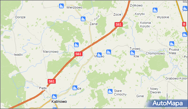 mapa Milewo gmina Kalinowo, Milewo gmina Kalinowo na mapie Targeo