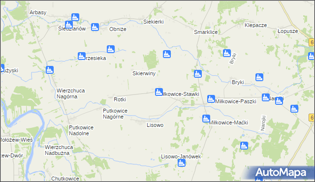 mapa Miłkowice-Stawki, Miłkowice-Stawki na mapie Targeo