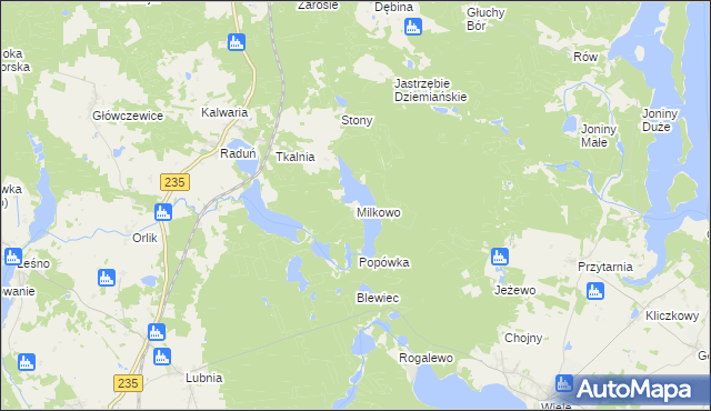 mapa Milkowo, Milkowo na mapie Targeo