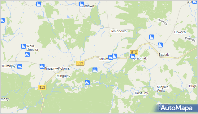 mapa Miłkowo gmina Orneta, Miłkowo gmina Orneta na mapie Targeo