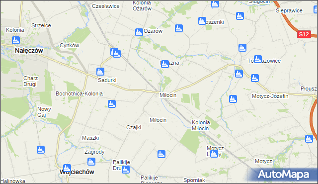 mapa Miłocin gmina Jastków, Miłocin gmina Jastków na mapie Targeo