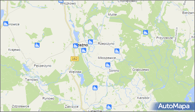 mapa Miłoszewice, Miłoszewice na mapie Targeo