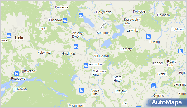 mapa Miłoszewo, Miłoszewo na mapie Targeo