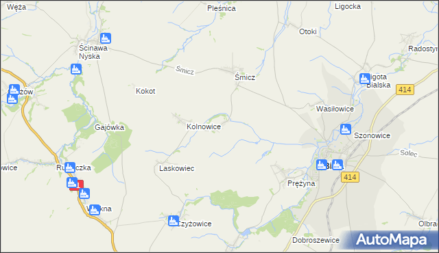 mapa Miłowice gmina Biała, Miłowice gmina Biała na mapie Targeo