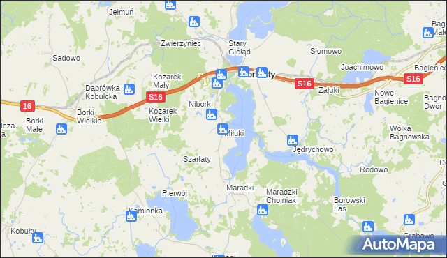 mapa Miłuki gmina Sorkwity, Miłuki gmina Sorkwity na mapie Targeo