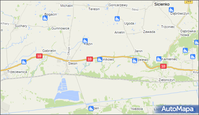 mapa Minikowo gmina Nakło nad Notecią, Minikowo gmina Nakło nad Notecią na mapie Targeo