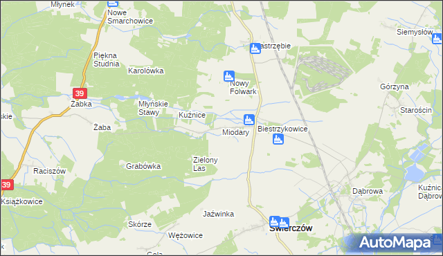 mapa Miodary gmina Świerczów, Miodary gmina Świerczów na mapie Targeo