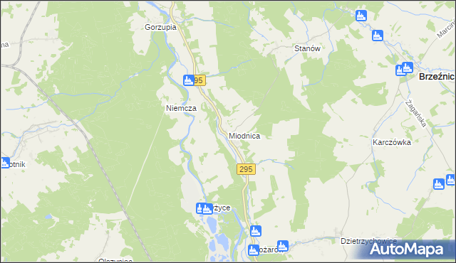 mapa Miodnica, Miodnica na mapie Targeo